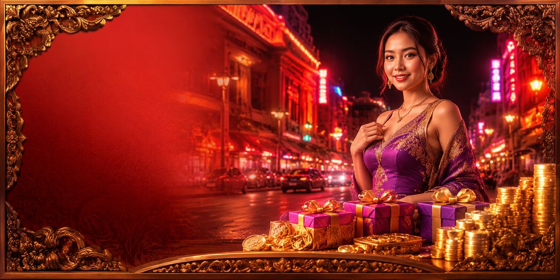 Visual neon berwarna cerah menampilkan suasana taruhan esports malam hari