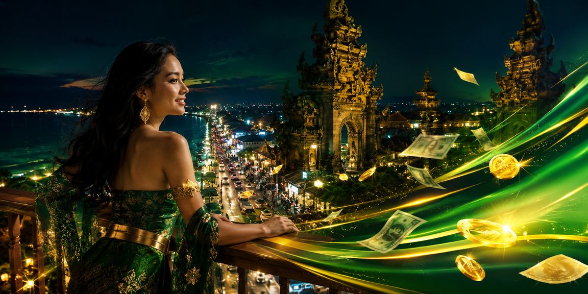 Visual bonus cashback di tepi pantai dengan nuansa santai dan cerah
