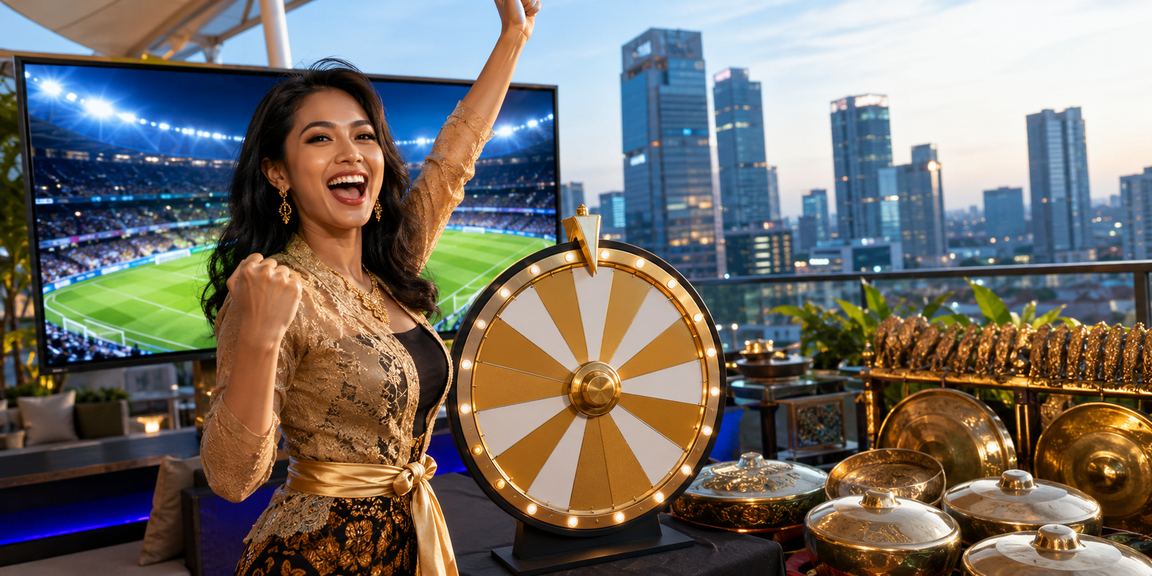 Model perempuan bermain roulette di meja kasino dengan nuansa elegan